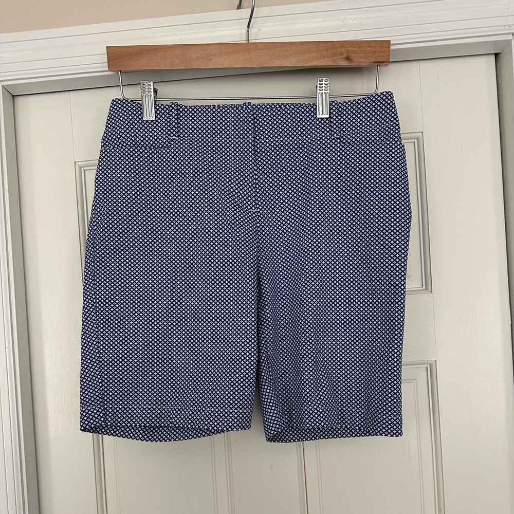 Talbots Navy and White Patterned Bermudas